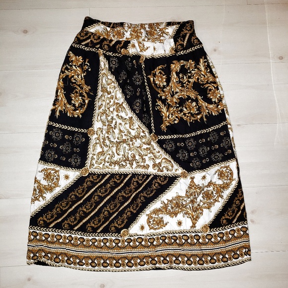 Gina Peters Dresses & Skirts - 80s  Vintage Gorgeous Gold / Black A-line Shirt